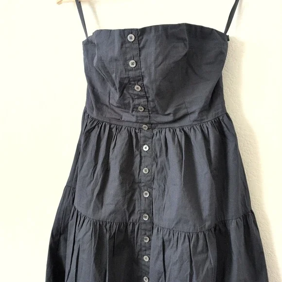 Staud Elroy Black Tiered Button Up Maxi Dress Strapless Smocked Back XS Capsule - Picture 8 of 10